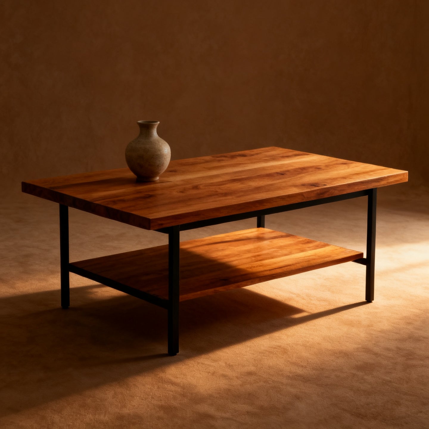 Dettaglio del tavolino in legno di olmo