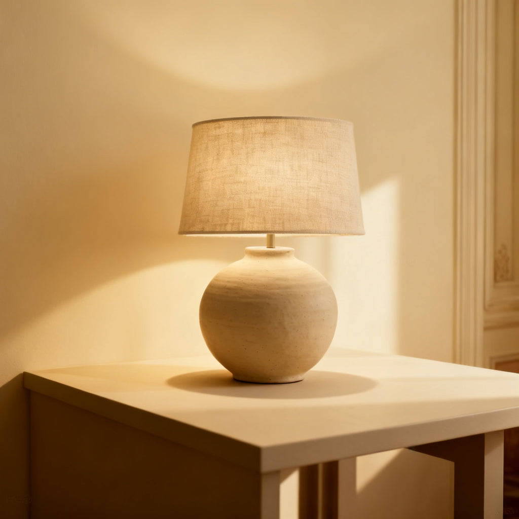 Lampada da tavolo in ceramica vista di tre quarti