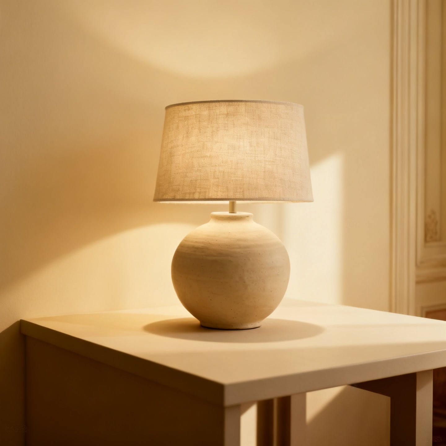 Lampada da tavolo in ceramica vista di tre quarti