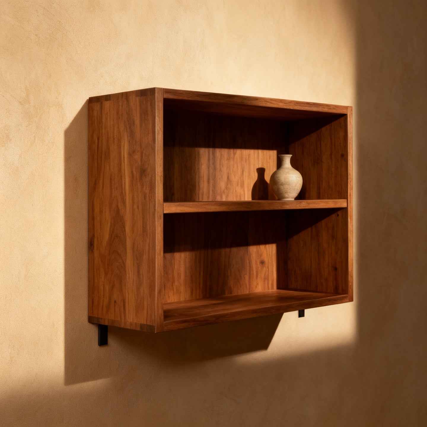 Dettaglio della libreria a muro in rovere massello