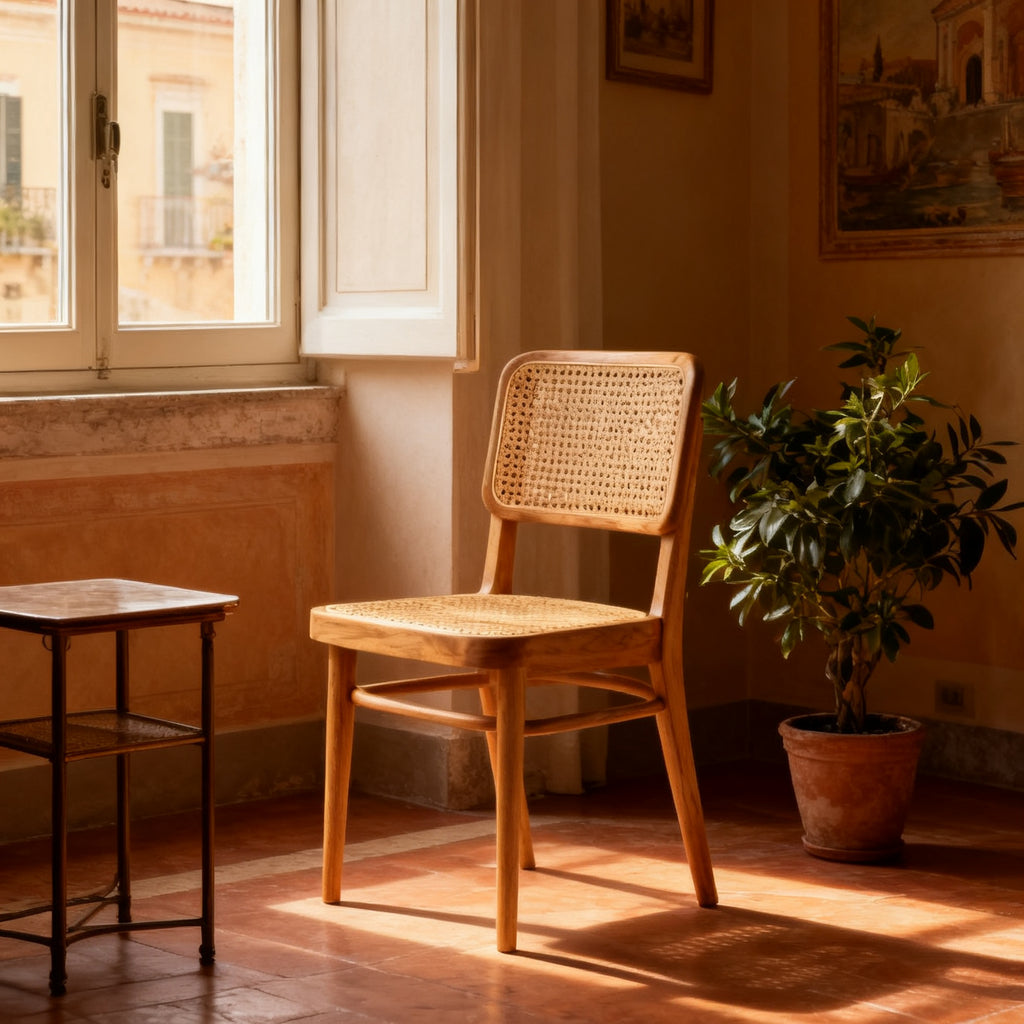 Sedia Vienna accanto a una finestra con pianta